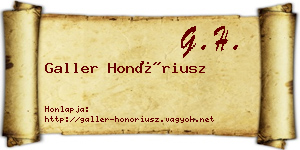 Galler Honóriusz névjegykártya